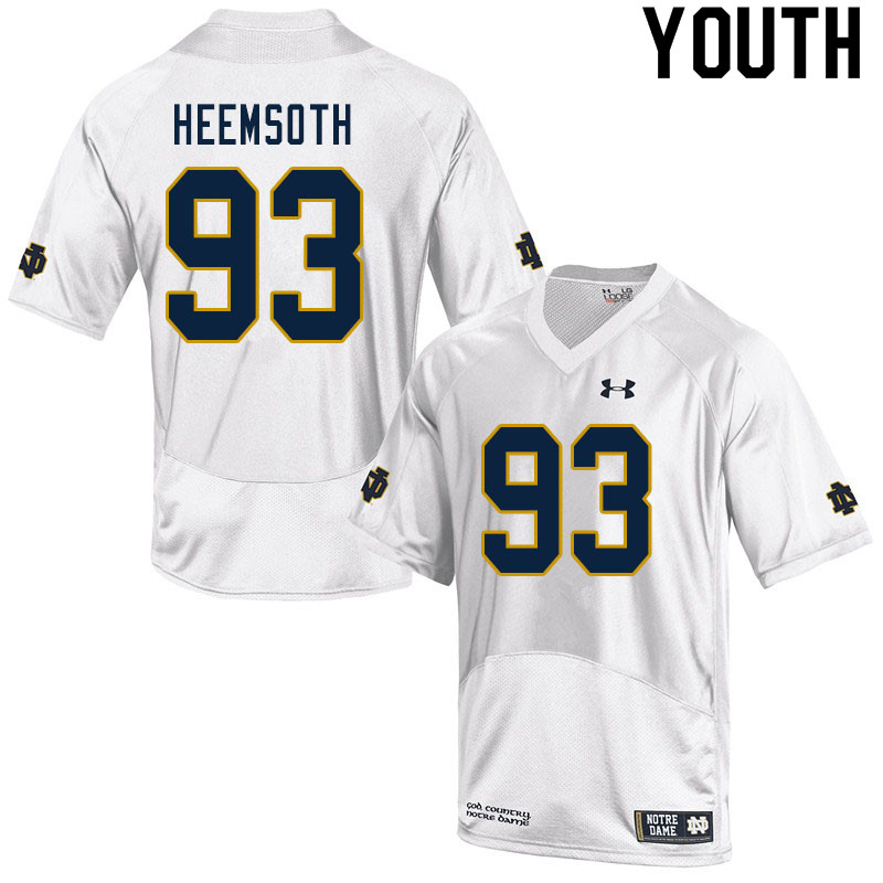 Youth #93 Zane Heemsoth Notre Dame Fighting Irish College Football Jerseys Sale-White